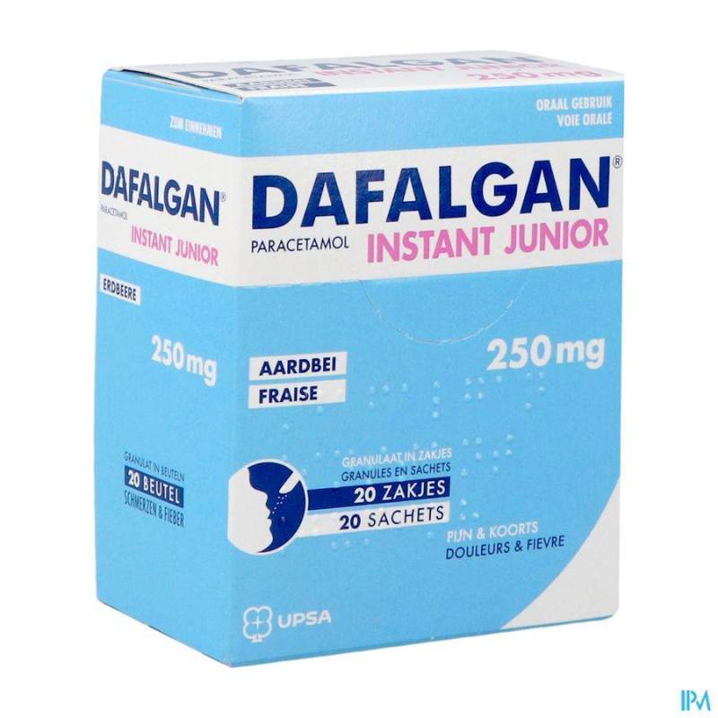 DAFALGAN INSTANT JUNIOR AARDBEI 250MG GRAN ZAKJE20