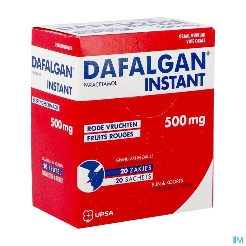 DAFALGAN INSTANT RODE VRUCHTEN 500MG GRAN ZAKJE 20