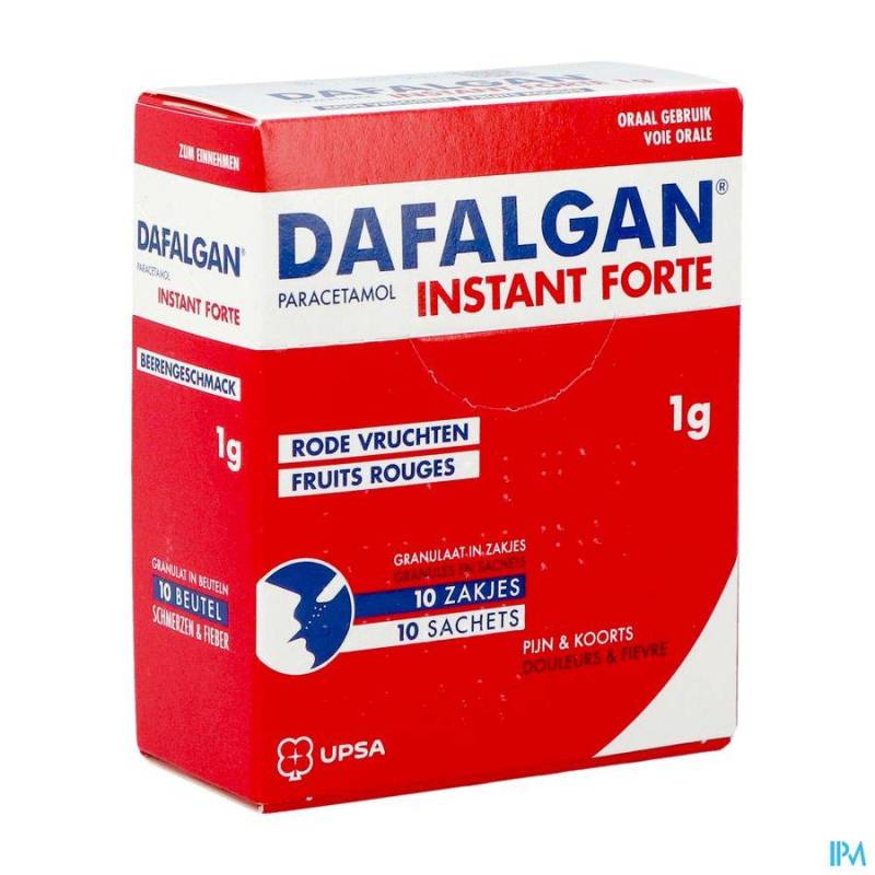 DAFALGAN INSTANT RODE VRUCHTEN 1G GRAN ZAKJE 10