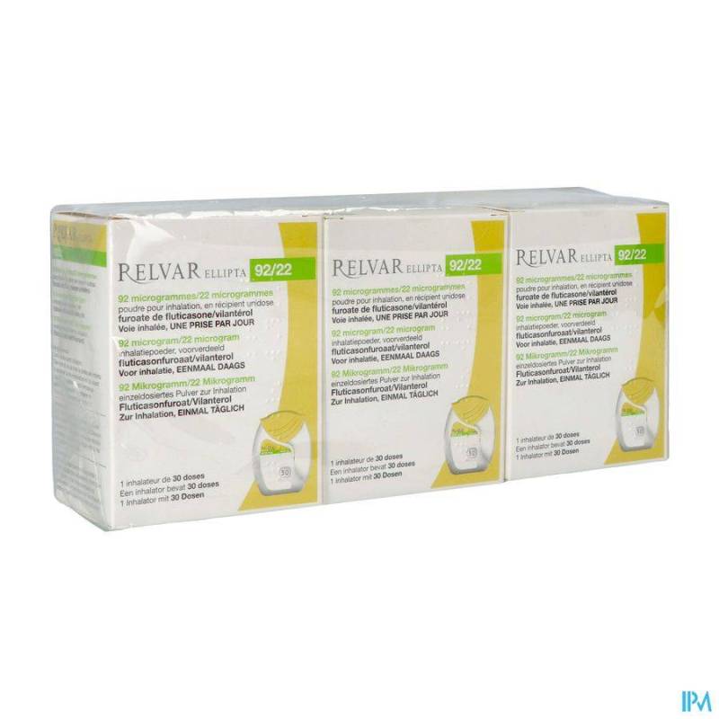 RELVAR ELLIPTA 92/22MCG PDR INHAL 3X30DOSE PIP