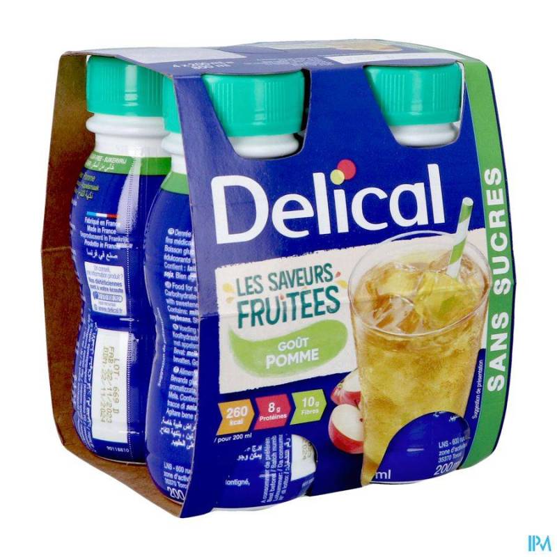 DELICAL SAVEURS FRUITEES POMME S/SUCRE 4X200ML