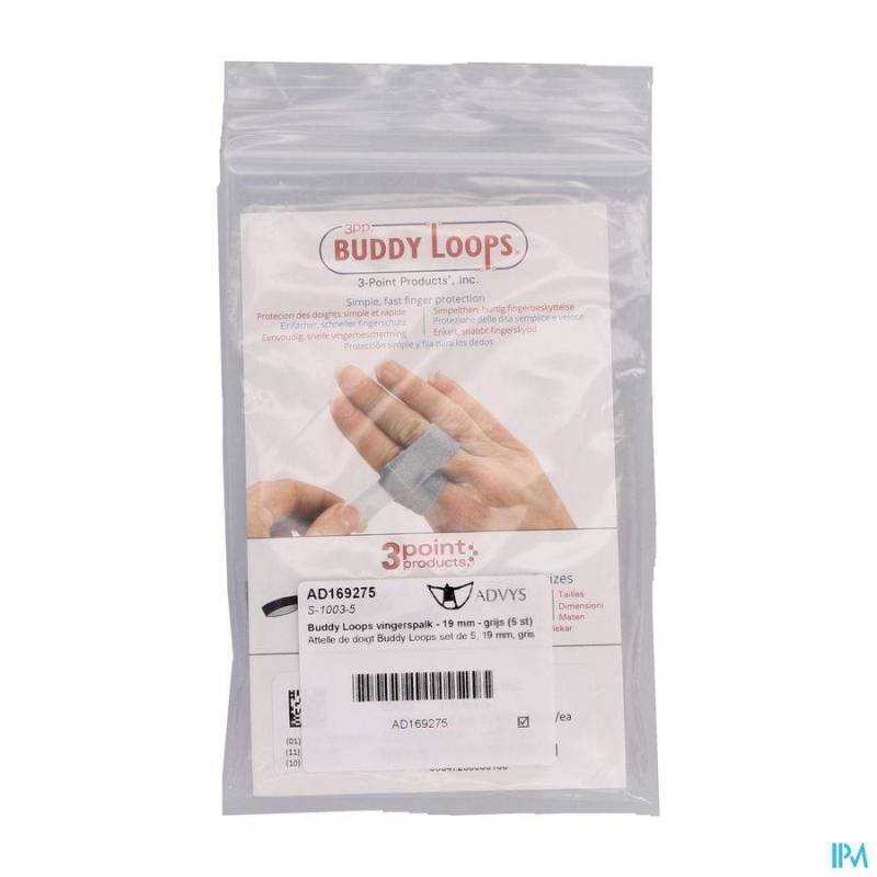 BUDDY LOOPS ATTELLE DOIGT GRIS 19 MM 5 P