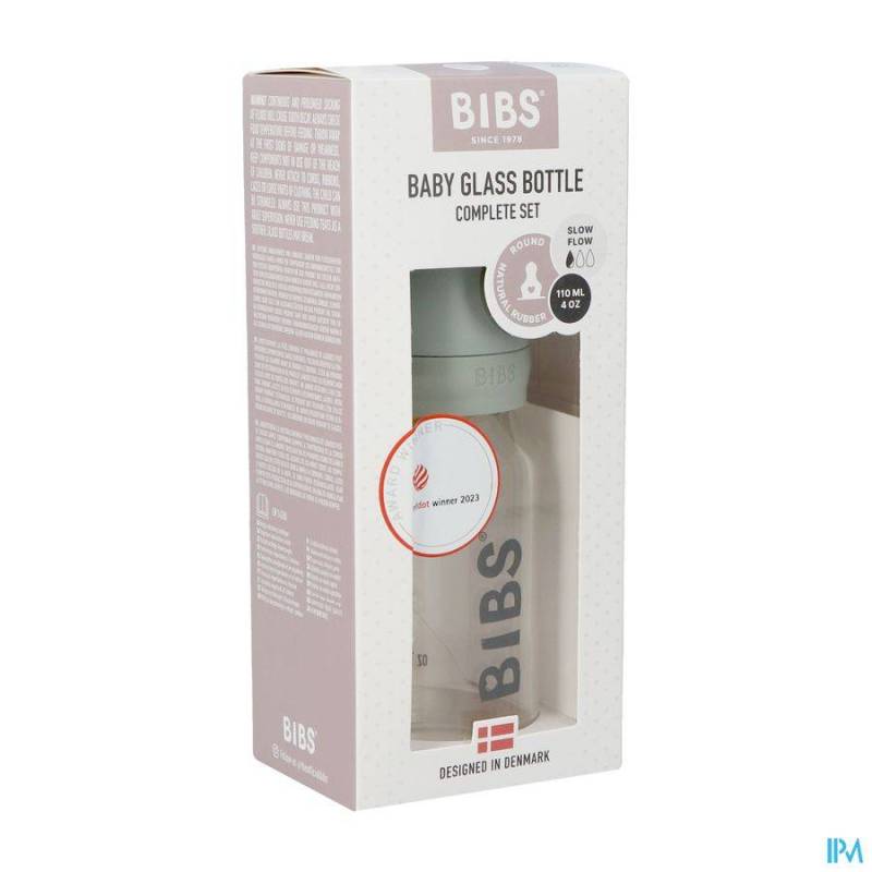 BIBS BIBERON VERRE 110ML SET COMPLET SAGE