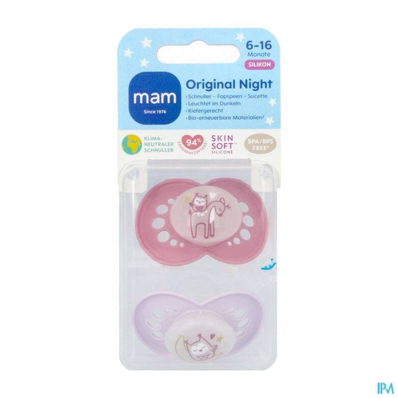 MAM ORIGINAL NIGHT FOPSPEEN SILIC.BIO 6-16M PINK2