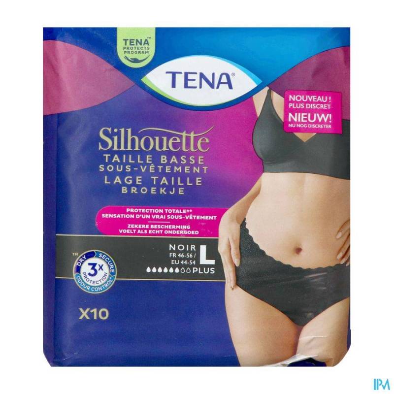TENA SILHOUETTE PLUS NOIR TAILLE BASSE L 10 780223